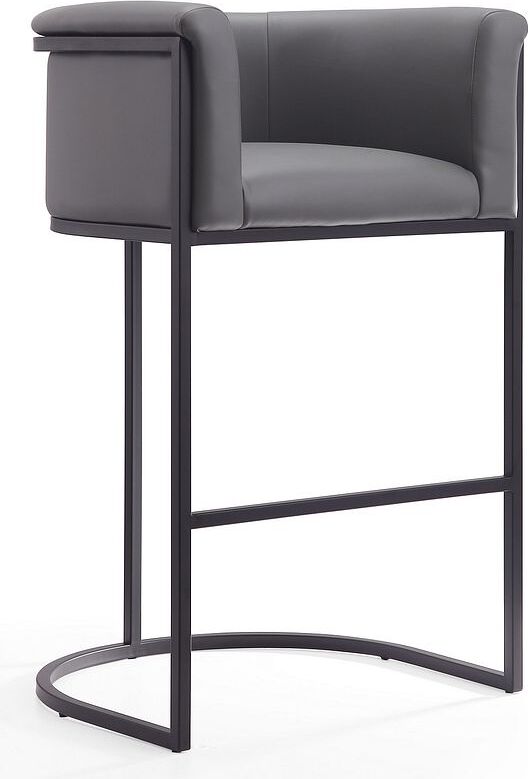 Manhattan Comfort Barstools - Cosmopolitan 37.8 in. Grey and Black Metal Barstool (Set of 3)