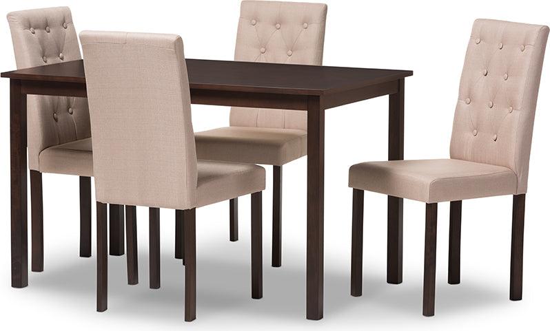 Wholesale Interiors Dining Sets - Gardner Contemporary 5-Piece Dark Brown Beige Fabric Upholstered Dining Set