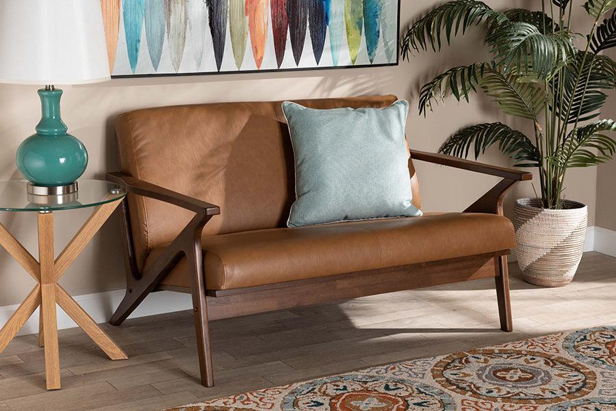 Wholesale Interiors Loveseats - Bianca Faux Leather Effect Loveseat Brown