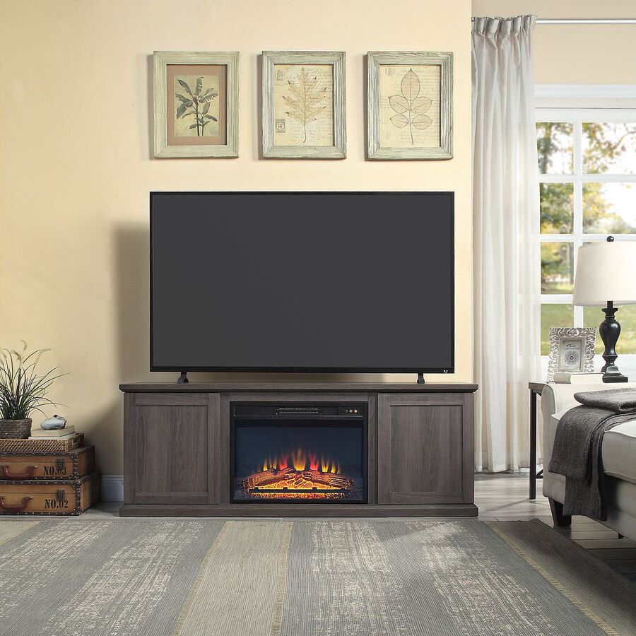 Manhattan Comfort Fireplaces - Franklin Fireplace in Heavy Brown