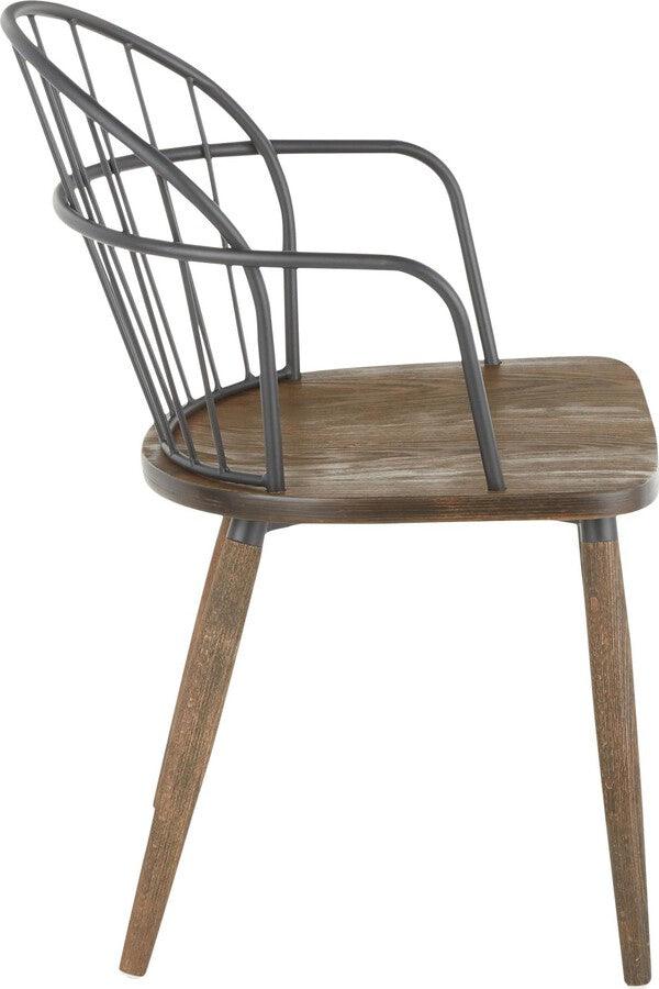 Lumisource Accent Chairs - Riley Industrial Chair in Dark Walnut Wood and Black Metal