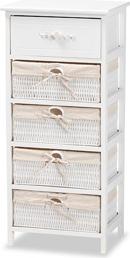 Wholesale Interiors Bedroom Organization - Madelia Modern and Contemporary White Finished Wood and 1-Drawer Storage Unit