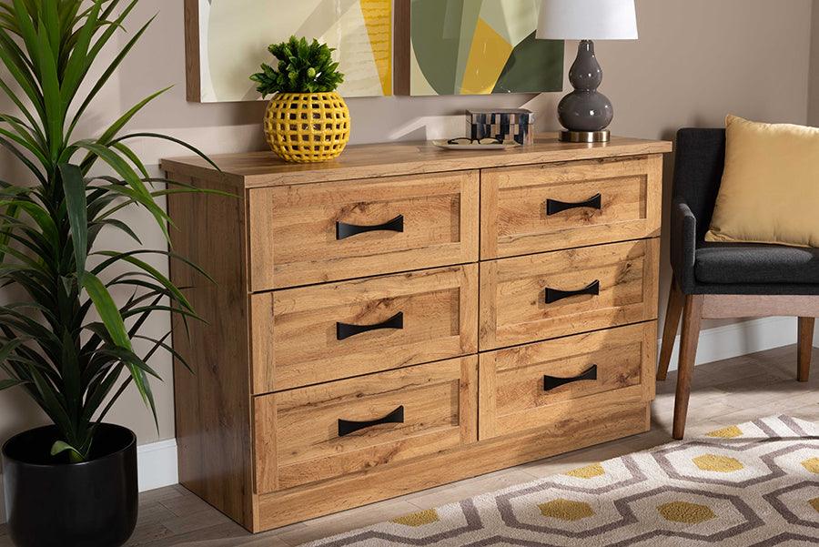 Wholesale Interiors Dressers - Colburn 6-Drawer Oak Brown Finished Wood Storage Dresser