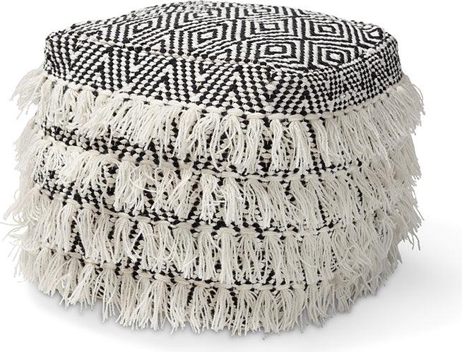 Wholesale Interiors Ottomans & Stools - Alain Moroccan Ottoman Black & Ivory