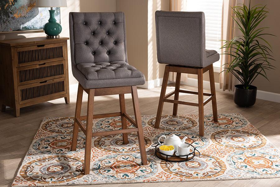 Wholesale Interiors Barstools - Gregory Bar Stool Gray & Walnut Brown (Set of 2)
