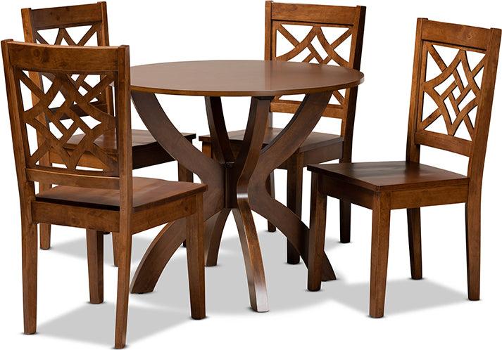Wholesale Interiors Dining Sets - Anila Walnut Brown Finished Wood 5-Piece Dining Set