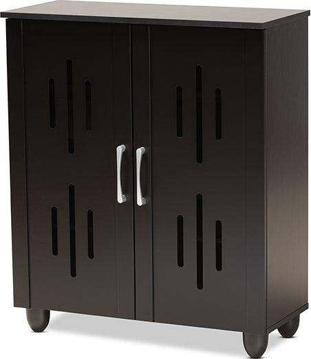 Wholesale Interiors Shoe Storage - Renley Black Finished Wood 2-Door Shoe Storage Cabinet