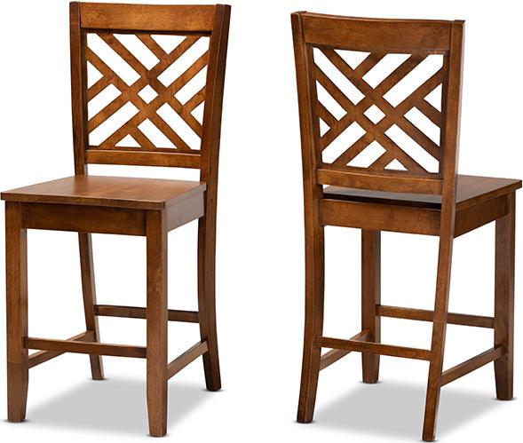 Wholesale Interiors Barstools - Caron Walnut Brown Finished Wood 2-Piece Counter Stool Set