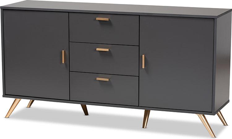 Wholesale Interiors Buffets & Sideboards - Kelson Dark Grey and Gold Finished Wood 2-Door Sideboard Buffet