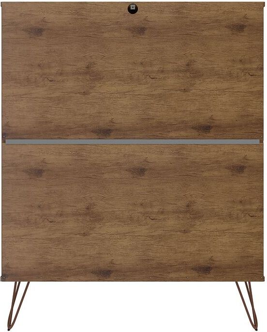 Manhattan Comfort Bedroom Sets - Rockefeller 5-Drawer & 3-Drawer Nature & Textured Gray Dresser Set