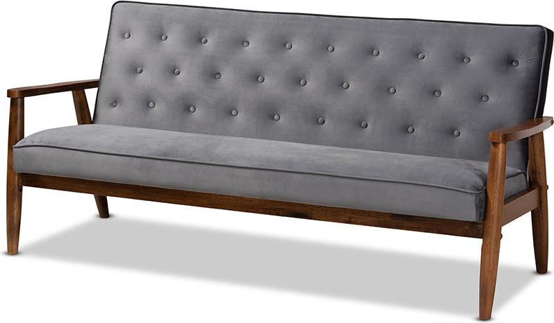 Wholesale Interiors Sofas & Couches - Sorrento Velvet Sofa Gray