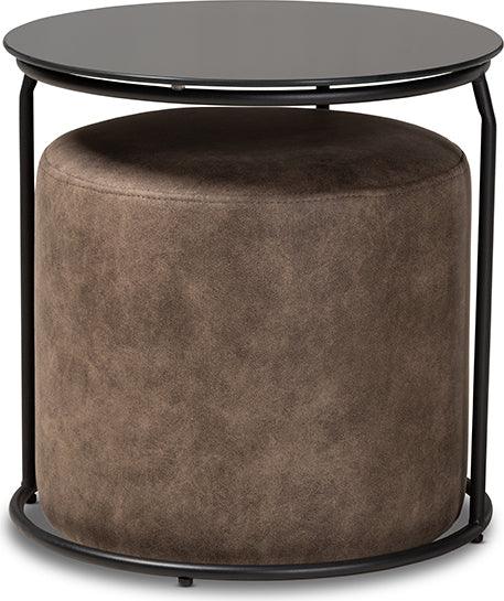 Wholesale Interiors Living Room Sets - Kira Modern and Contemporary Black with Grey and Brown 2-Piece Nesting Table and Ottoman Set