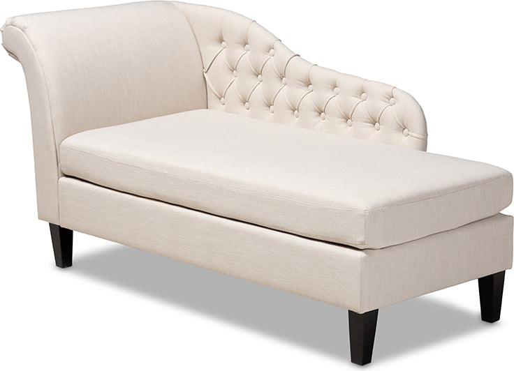 Wholesale Interiors Sleepers & Futons - Florent Modern And Contemporary Beige Fabric Upholstered Black Finished Chaise Lounge