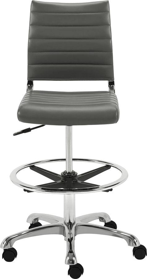 Euro Style Barstools - Axel Adjustable Height Drafting Stool in Gray with Aluminum Base 46" H