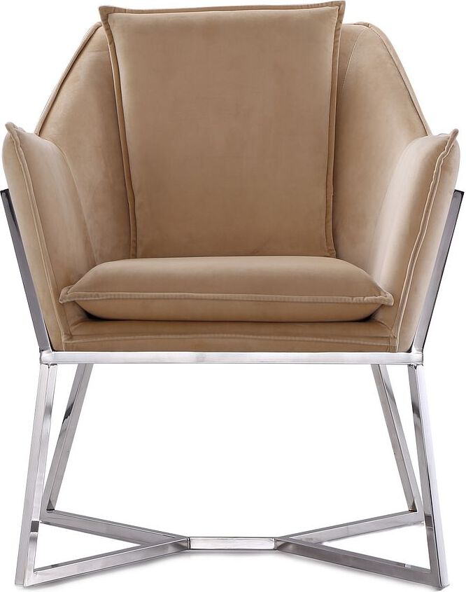 Manhattan Comfort Accent Chairs - Origami Velvet Accent Chair in Fawn