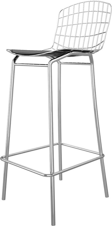 Manhattan Comfort Barstools - Madeline 41.73" Barstool, Set of 3 in Silver and Black