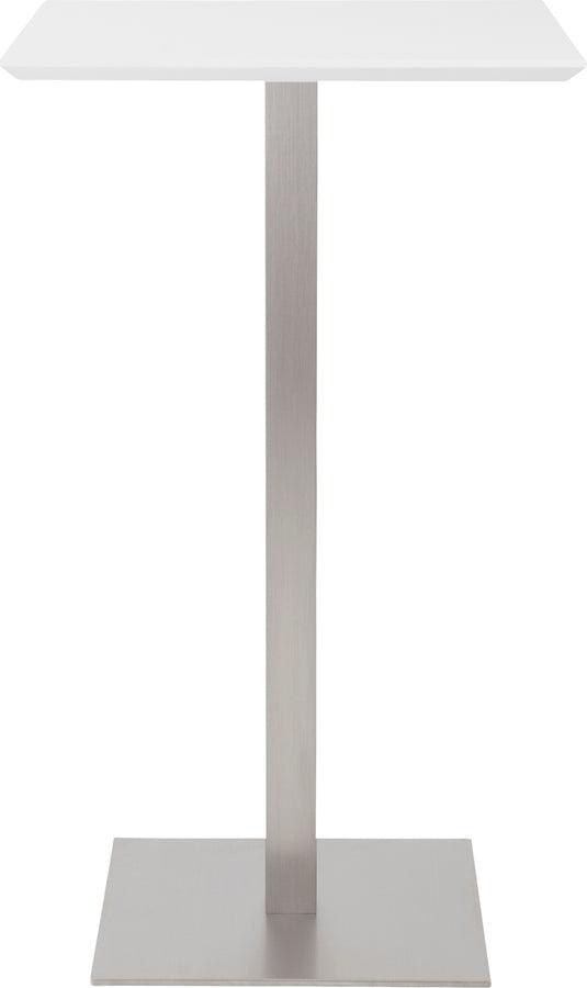 Euro Style Bar Tables - Elodie-B 24" Bar Table in Matte White with Brushed Stainless Steel Column and Base
