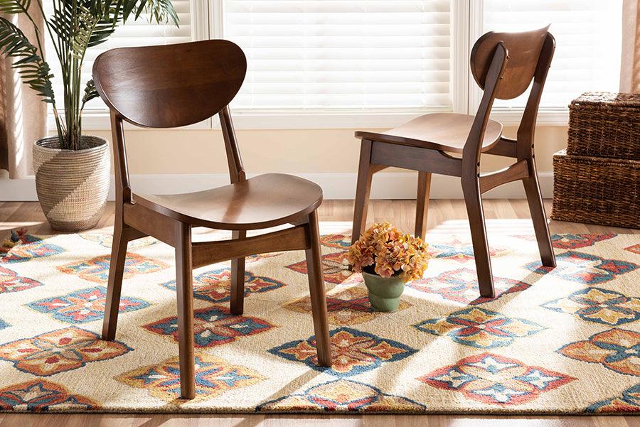Wholesale Interiors Dining Chairs - Katya Mid-Century Modern Walnut Brown Finished Wood 2-Piece Dining Chair Set