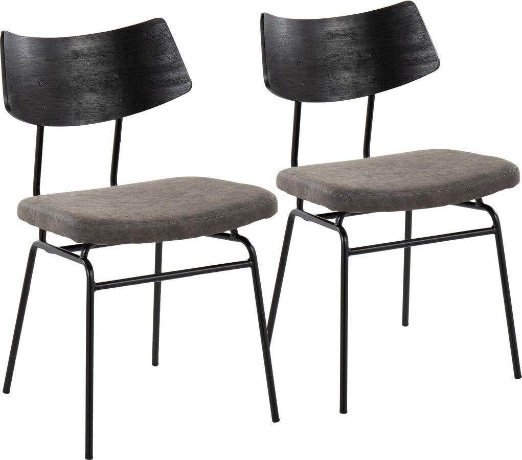 Lumisource Accent Chairs - Walker Chair In Black Metal, Dark Grey Faux Leather, & Black Wood (Set of 2)