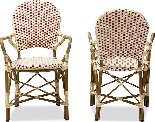 Wholesale Interiors Outdoor Dining Chairs - Seva Indoor & Outdoor Beige & Red Bistro Dining Chair Set of 2
