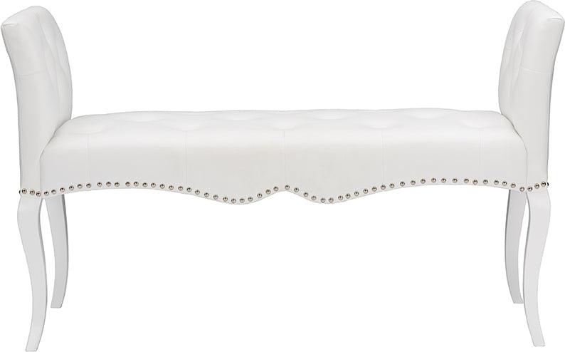 Wholesale Interiors Benches - Kristy Modern and Contemporary White Faux Leather Classic Seating Bench White