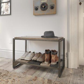 Bush Business Furniture Shoe Storage - Shoe Storage Bench Rustic Gray & Charred Wood