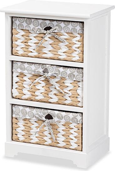 White Chest of Drawers Basket Storage Unit Wooden Cabinet