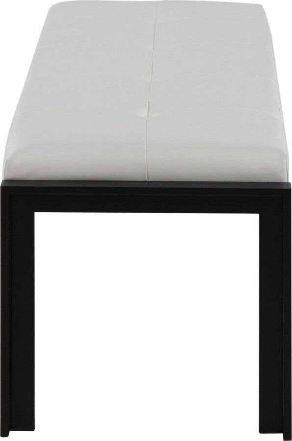 Lumisource Benches - Fuji Contemporary Bench In Black Metal & White Faux Leather