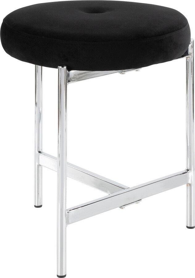 Lumisource Bedroom Vanity - Chloe Contemporary Vanity Stool in Chrome and Black Velvet