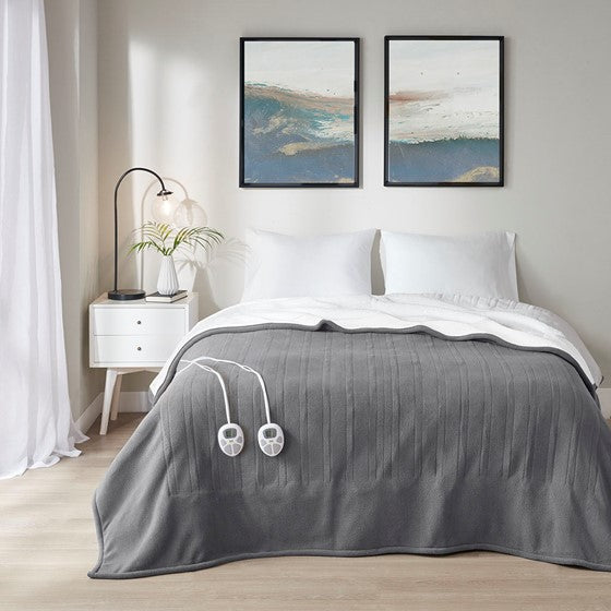 Grey online heated blanket