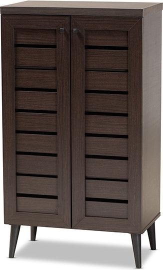 Wholesale Interiors Shoe Storage - Salma Dark Brown Finished Wood 2-Door Shoe Storage Cabinet