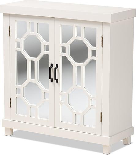 Wholesale Interiors Buffets & Sideboards - Carlena White Finished Wood and Mirrored Glass 2-Door Sideboard