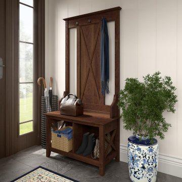 Bush Business Furniture Shoe Storage - Hall Tree with Shoe Storage Bench Bing Cherry