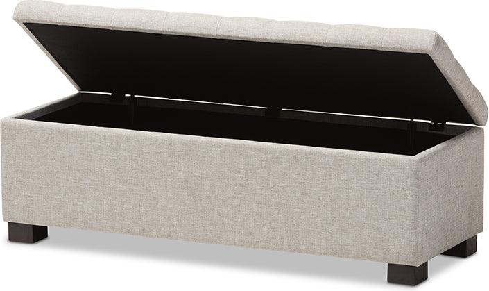 Wholesale Interiors Benches - Roanoke Modern And Contemporary Beige Fabric Upholstered Grid-Tufting Storage Ottoman Bench