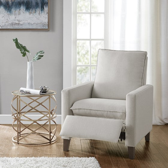 Olliix.com Accent Chairs - Upholstered Manual Push Back Recliner Ivory
