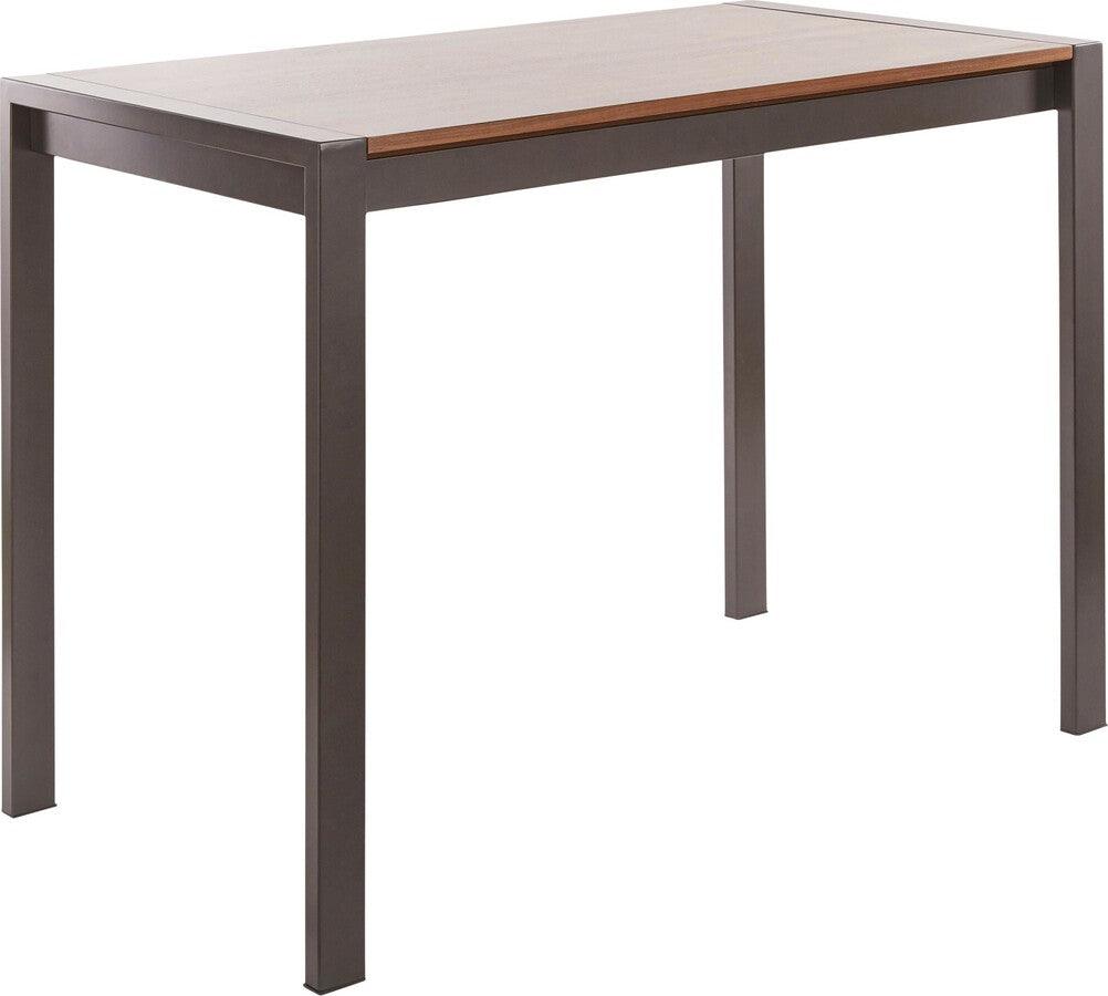 Lumisource Bar Tables - Fuji Contemporary Counter Table in Antique Metal and Walnut Wood