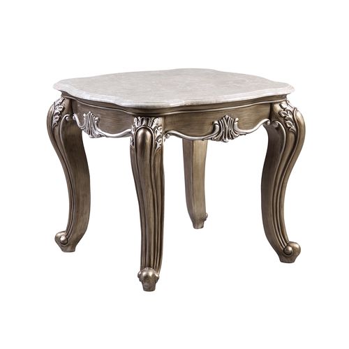 ACME Side & End Tables - ACME Elozzol End Table, Marble Top & Espresso Finish