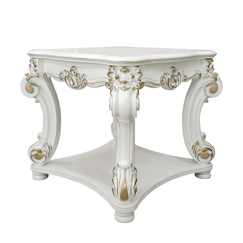 ACME Side & End Tables - ACME Vendome End table, Antique Pearl Finish