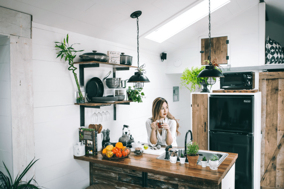 woman with decor hacks in home