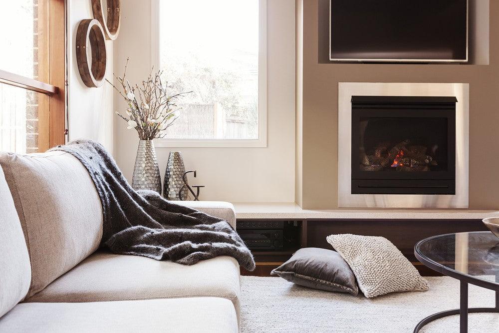 Warm inviting interior with fireplace