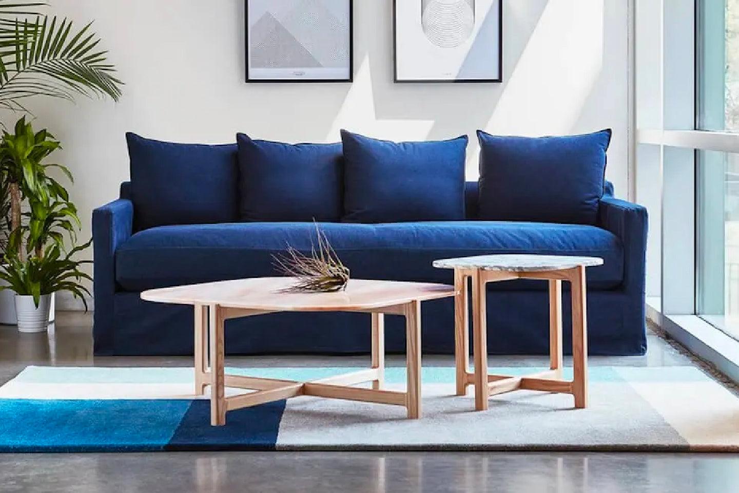 blue sofas