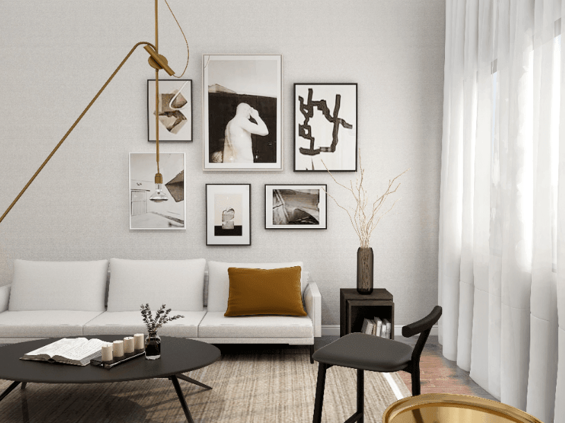 Living room with wall decor and sofa