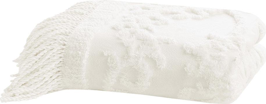 Olliix.com Pillows & Throws - 1 Bohemian Cotton Tufted Chenille Lightweight Throw With Fringe Tassel 50"W x 60"L Blush