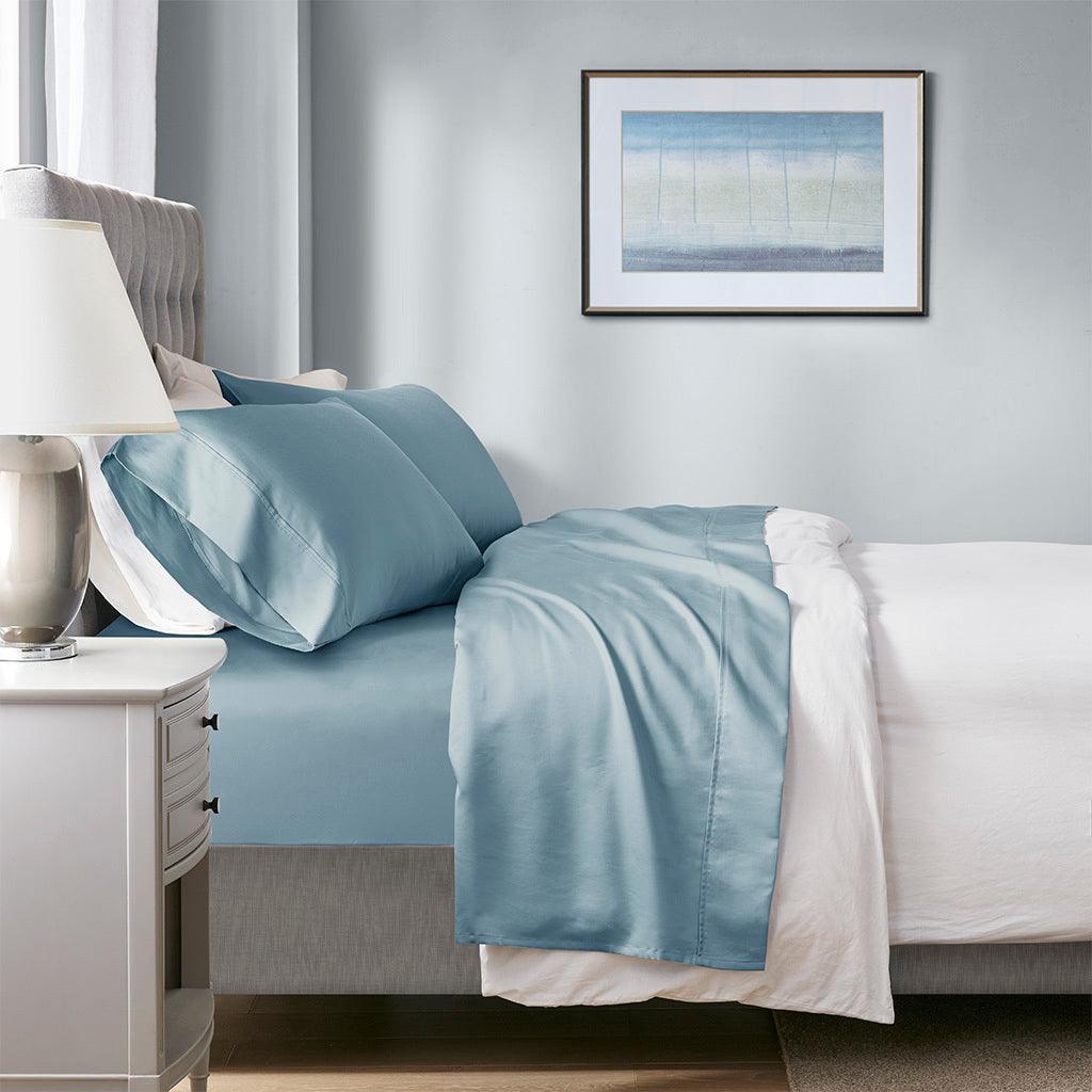 Olliix.com Sheets & Sheet Sets - 1000 Thread Count Queen Sheet Set Blue