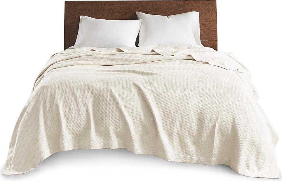 Olliix.com Comforters & Blankets - 100% Casual Certified Egyptian Cotton Blanket Twin Ivory