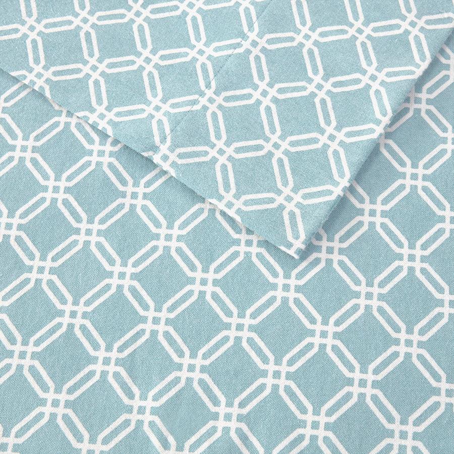 Olliix.com Sheets & Sheet Sets - 100% Cotton Flannel Printed Sheet Set Aqua Geo TN20-0281