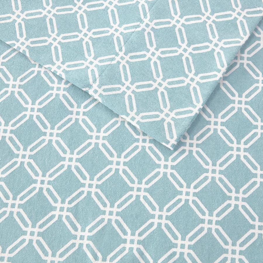 Olliix.com Sheets & Sheet Sets - 100% Cotton Flannel Printed Sheet Set Aqua Geo TN20-0283