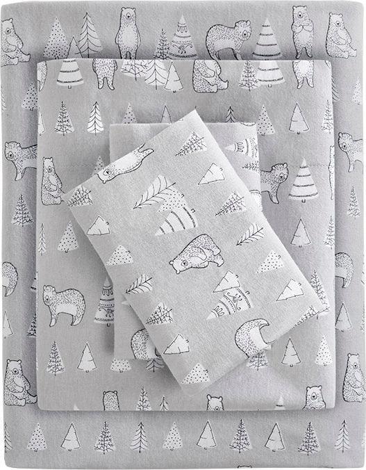 Olliix.com Sheets & Sheet Sets - 100% Cotton Flannel Printed Sheet Set Bear TN20-0411