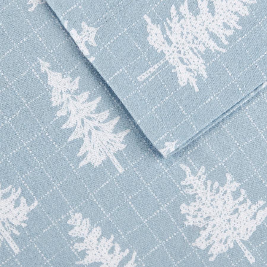 Olliix.com Sheets & Sheet Sets - 100% Cotton Flannel Printed Sheet Set Blue Forest TN20-0387