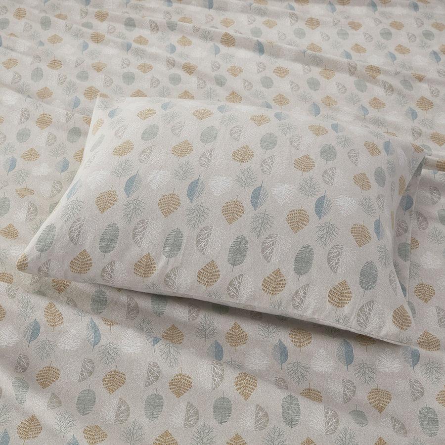 Olliix.com Sheets & Sheet Sets - 100% Cotton Flannel Printed Sheet Set Multi Leaves TN20-0253